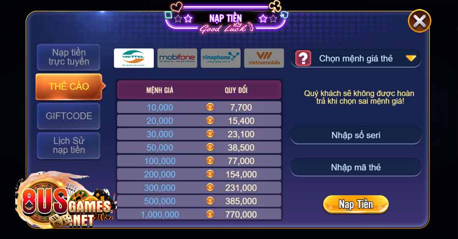 Hướng dẫn nạp rút tiền 8US Games siêu tốc, uy tín 2023 5 Giao dịch nạp rút tiền 8US Games có nhiều ưu điểm
