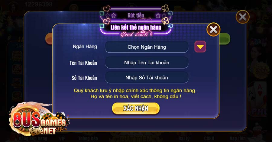 Hướng dẫn nạp rút tiền 8US Games siêu tốc, uy tín 2023 7 Cần liên kết thẻ ngân hàng để có thể tiến hành rút tiền
