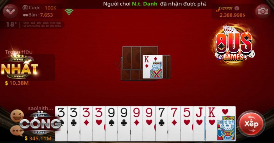 Top những tựa game nên trải nghiệm tại 8US 6 Tiến Lên Miền Nam 8US